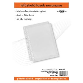   Lefűzhető tasak pd A/4 80 mic. narancsos felül-és belül nyitott 50 db/csomag