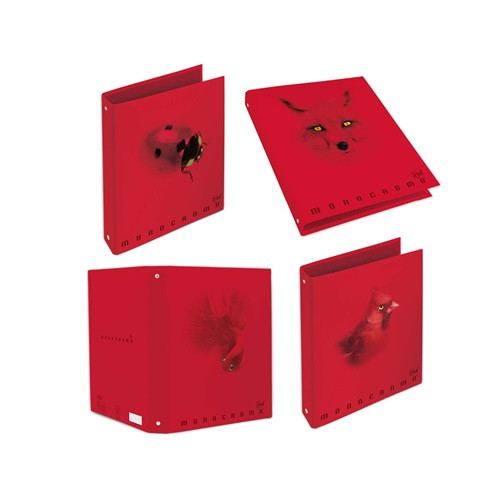 Gyűrűs könyv Pigna Monocromo Red A/4 4 gyűrűs 40 mm gerinccel, vegyes minták