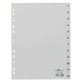 Elválasztólap PP Durable A/4 1-12-ig szürke Elválasztólap PP Durable A/4 1-12-ig szürke