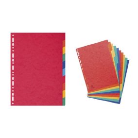   Elválasztólap karton Exacompta A/4 10 részes színes 225 g