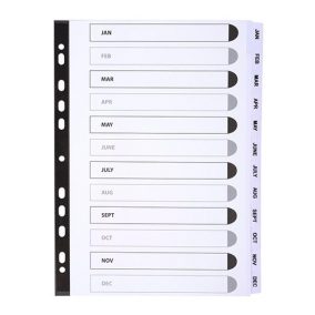 Regiszter karton Exacompta A/4 Jan-Dec 12 részes fehér