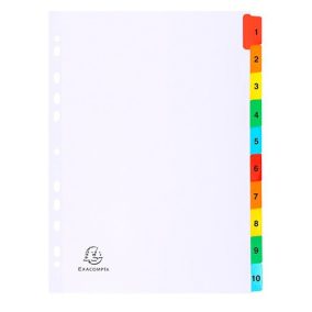   Regiszter karton Exacompta A/4 10 részes fehér, színes laminált fülekkel