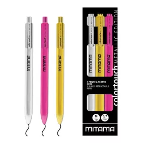   Golyóstoll Mitama SPECIAL GLAMOUR, 3db-os klt., fekete tinta