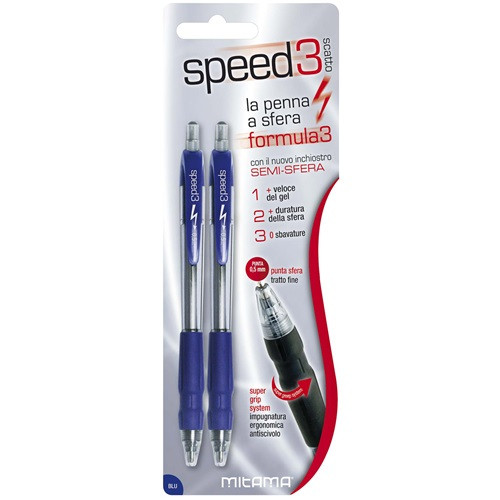 Golyóstoll Mitama SPEED 3, 2db-os klt., kék tinta
