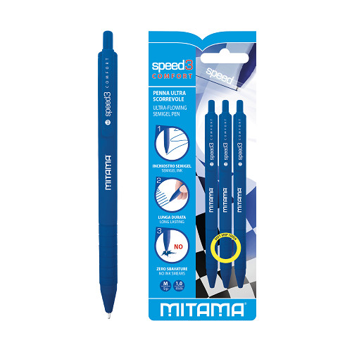 Golyóstoll Mitama SPEED 3 COMFORT, 3db-os klt., kék tinta