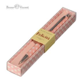   Golyóstoll Bruno Visconti 0,7mm kék, fém test, Felicita -rózsaszín, pöttyös