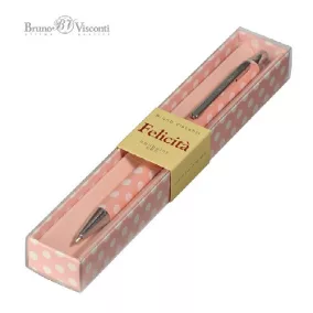   Golyóstoll Bruno Visconti 0,7mm kék, fém test, Felicita -rózsaszín, pöttyös