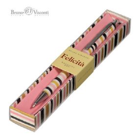   Golyóstoll Bruno Visconti 0,7mm kék, fém test, Felicita - színes csíkos