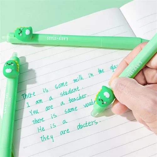 Zselés toll Lazy Stars 0,5 mm radírozható dino zöld betéttel