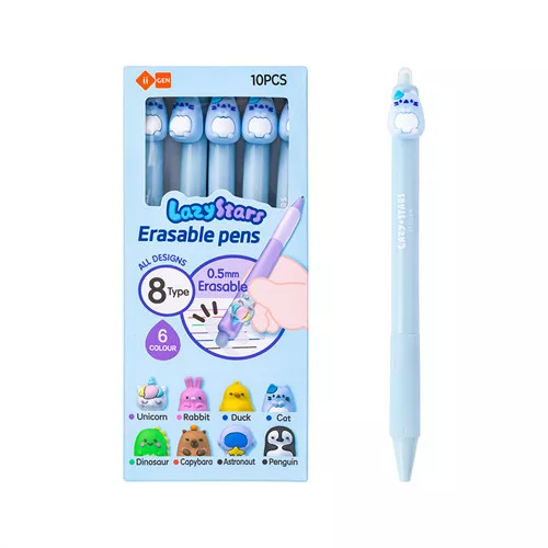 Zselés toll Lazy Stars 0,5 mm radírozható cica kék betéttel