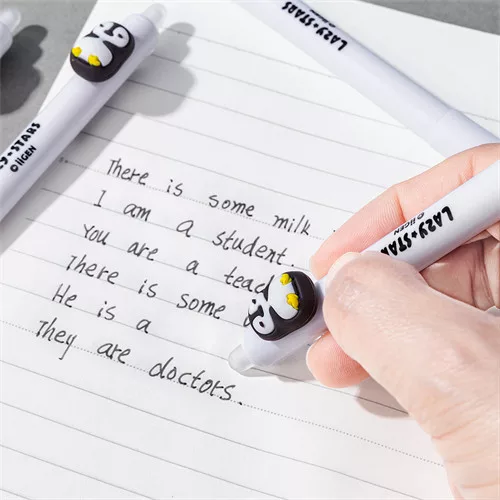 Zselés toll Lazy Stars 0,5 mm radírozható pingvin fekete betéttel