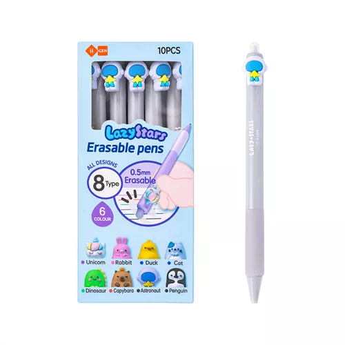 Zselés toll Lazy Stars 0,5 mm radírozható űrhajós fekete betéttel