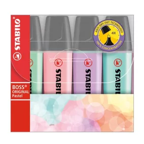   Szövegkiemelő Stabilo Boss Original pastel 4 db-os klt. (menta, barack, orgona, türkiz)