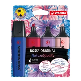   Szövegkiemelő Stabilo Boss Original NatureCOLORS Wildflowers 4 db-os klt.(hajnalpír, utlramarinkék, lila, burgundi)