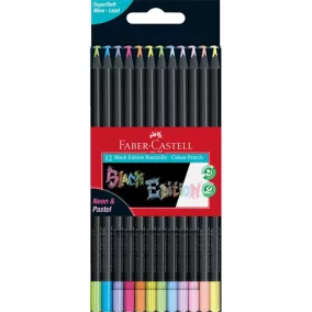   Színes ceruza Faber-Castell Black Edition 12 db-os klt fekete test pasztell+neon