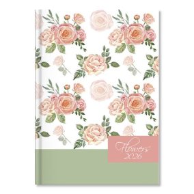 Határidőnapló Period Flowers A/5 napi Green papír 2026