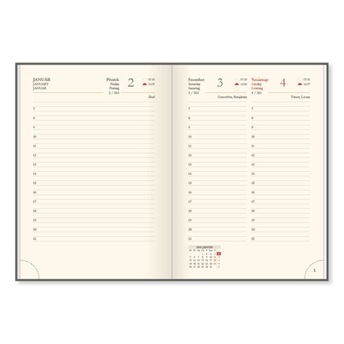 Határidőnapló Period Chamois A/5 napi körbev. bordó 2026