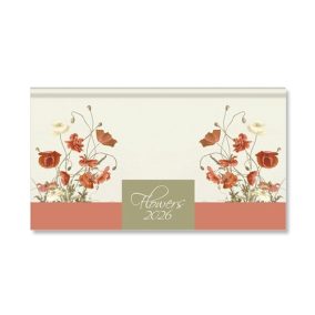   Határidőnapló Period Flowers Zsebnaptár fekvő Beige papír 2026