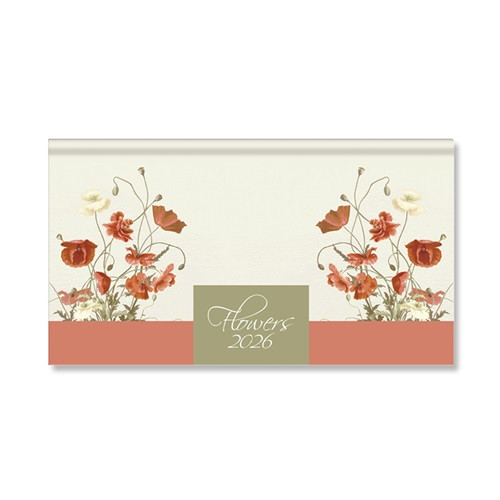 Határidőnapló Period Flowers Zsebnaptár fekvő Beige papír 2026