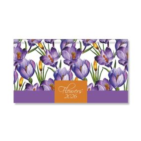   Határidőnapló Period Flowers Zsebnaptár fekvő Purple papír 2026