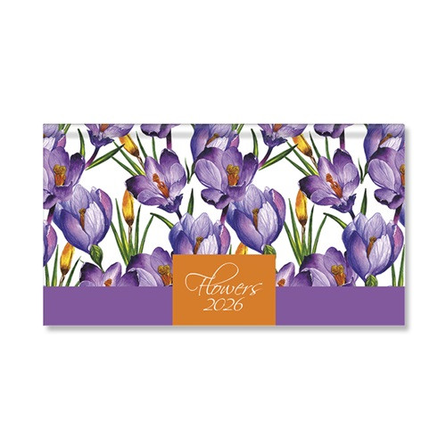 Határidőnapló Period Flowers Zsebnaptár fekvő Purple papír 2026