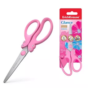   Olló ErichKrause Glance 15 cm iskolai kerek rozsdamentes acél bliszteres